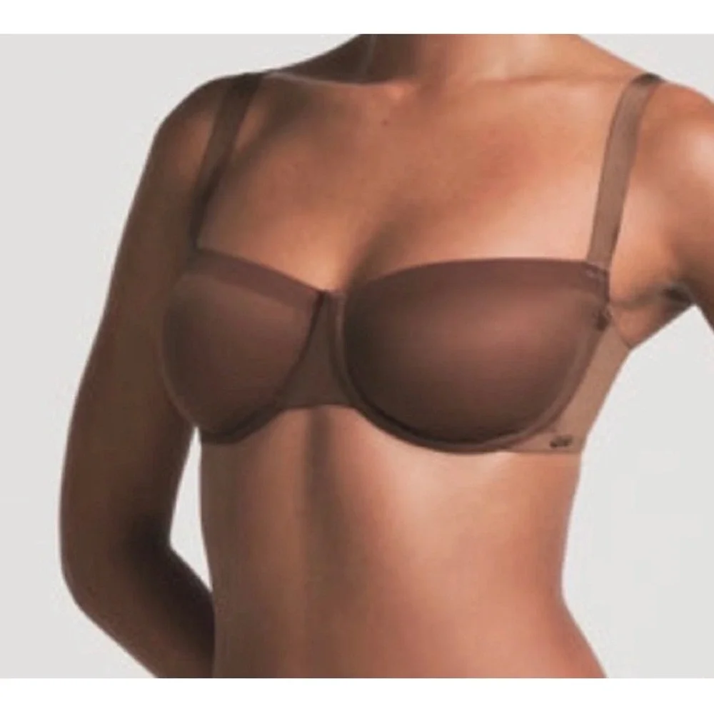 SKIMS No Show Molded Unlined Balconette Bra Jasper Brown 36D BR-UWR-2054 NWT - Picture 1 of 8